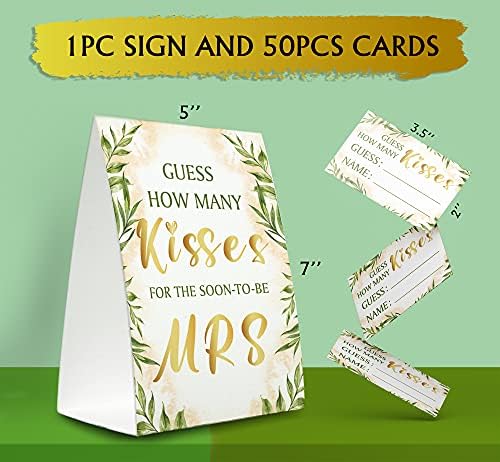 Lánybúcsú Játék Kártya Kit (1 Állandó Jel + 50 Találgatás Kártyák), Zöld Arany,Hiszem, Hogy a Sok Puszit A Hamarosan Mrs,Menyasszonyi