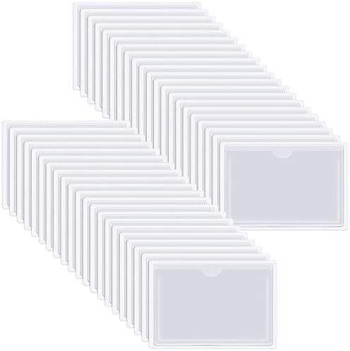 240 Db Öntapadó Index Kártya Zsebbel a Tetején Nyitott, Átlátszó Műanyag Kártya Tartóját Üzleti Címkék Tároló Ládákat Öntapadó Tér