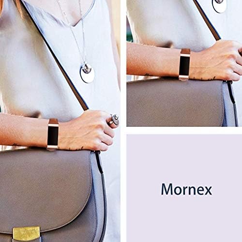 Mornex Bőr szíj Kompatibilis Fitbit Díj 4 Díj 3 Intelligens Karóra Karkötő a Nők, mind a férfiak (Brown & Királyi Arany Csatlakozó)
