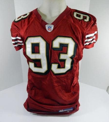 2003-ban a San Francisco 49ers Tom Landry 93 Játék Kiadott Piros Mez 48 DP46968 - Aláíratlan NFL Játék Használt Mezek