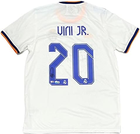 Vinicius Junior itt vagy Ifjabb Aláírt 21/22 Adidas Real Madrid Mez BAS FANATIKUSOK - Dedikált Foci Mezek