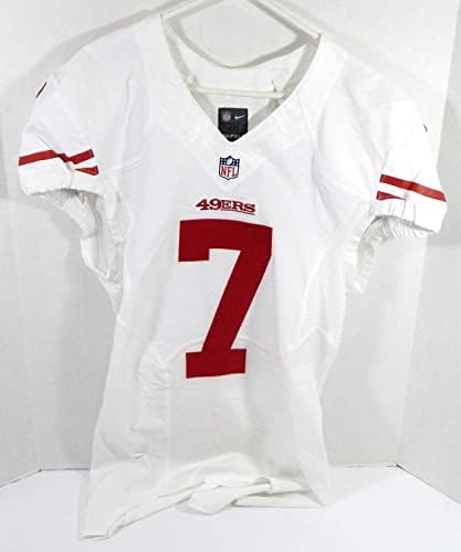 -ban a San Francisco 49ers Colin Kaepernick 7 Játék Kiadott Fehér Jersey 40 268 - Aláíratlan NFL Játék Használt Mezek