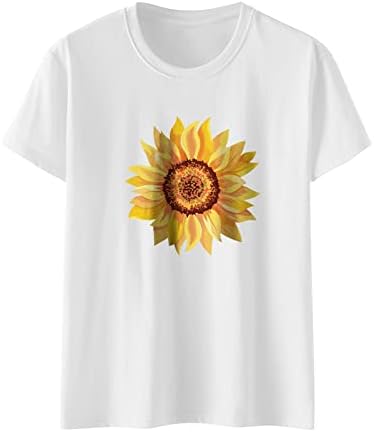 Rövid Ujjú póló Női Legénység Nyak Spandex Napraforgó Virág Grafikus Relaxed Fit Felső Ingek Tini Lány 2023