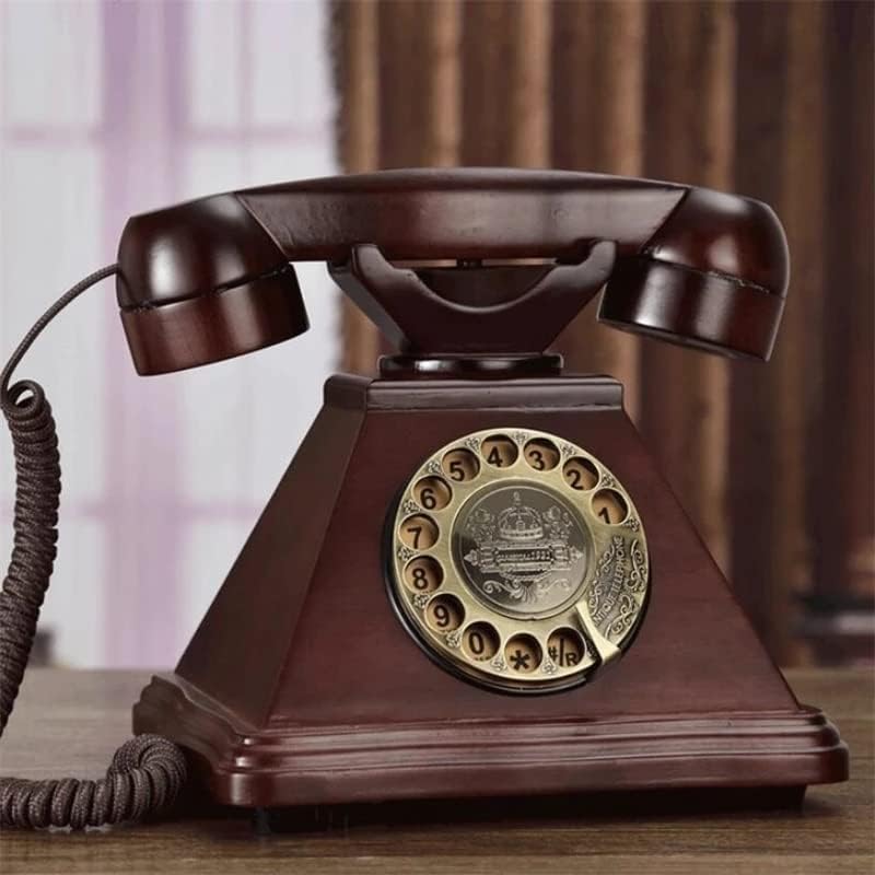 MXIAOXIA Antik Forgó Tárcsa Vezetékes Telefon Európai Tömör Fa, Retro Vezetékes Telefon, Otthoni Irodai Telefonok