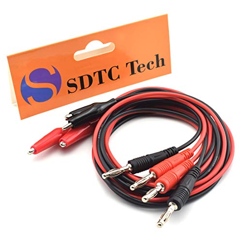 SDTC Tech Banán Csatlakozó Aligátor Clip Teszt Vezet 1m Hossz Krokodil Csipesz Wire Kábel (2 Piros + 2 Fekete)
