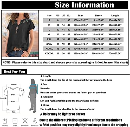 OVERMAL Női Laza Alkalmi Nyugati Etnikai Nyomtatás Pulóver Splicing Felső Rövid Ujjú T-Shirt