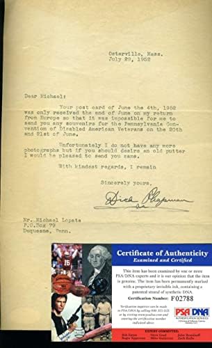 Dick Chapman PSA DNS-t 1952-ben Aláírt Levelet Autogramot