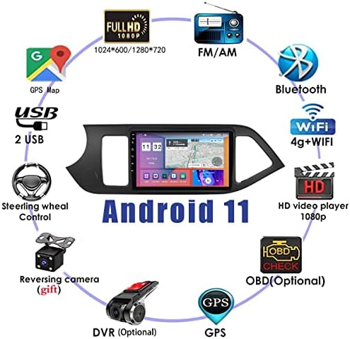 FBKPHSS Dupla DIN autórádió Érintőképernyős Kia-Reggel 2011-2017 Android 11.0 Multimédia Lejátszó Navigáció Támogatása Carplay DSP BT WiFi