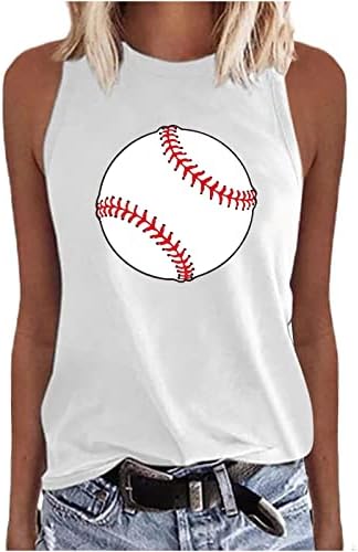 lcepcy Női Ujjatlan Tank Maximum Nyár Aranyos Baseball Nyomtatott Felső Alkalmi Kerek Nyakú Sport Póló