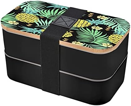 Allgobee Nagy Bento Box Trópusi Hawaii-Ananász-Gyümölcs Ebéd Doboz Evőeszköz Készlet 40oz Japán Bento Box
