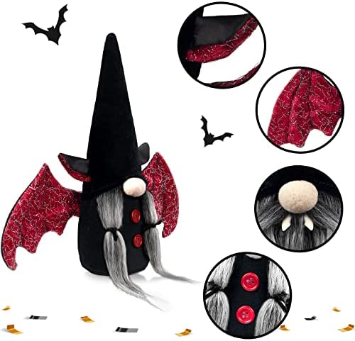 D-FantiX Halloween Gnómok Plüss Dekor, 2 Csomag Kézzel készített tomte barátja svéd Gnome Díszek a Fekete Boszorkány, Köpeny, Kalap +