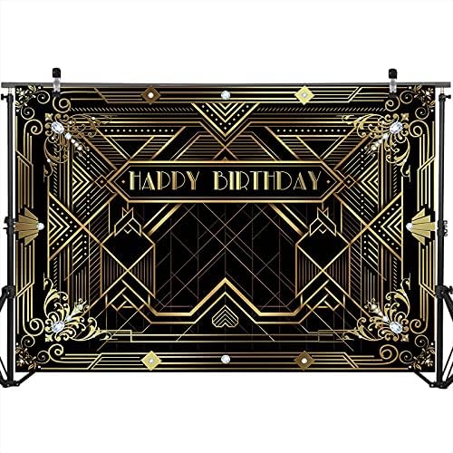 Mocsicka A Nagy Gatsby Szülinapi Hátteret 7x5ft Ordító 1920-as években Fekete-Arany Luxus Boldog Szülinapi Parti Dekoráció Art