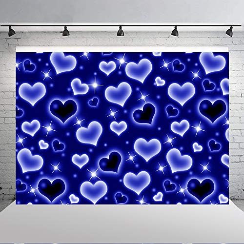 7×5ft Kék Szív 2000-es évek Elején Fotó Háttér Valentin Napra Szülinapi Buli Zászló Dekoráció Csillogó Szív Édes 16 18 21 30-án a Nők