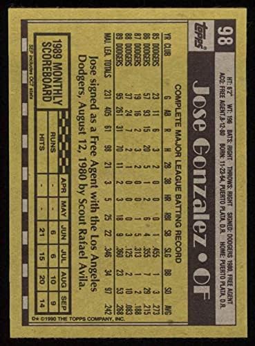 1990 Topps 98 Jose Gonzalez Los Angeles Dodgers (Baseball Kártya) NM/MT Dodgers