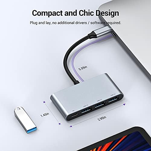 USB-C-Hub, MacBook Pro USB Adapter, MacBook Pro Kiegészítők, 3 USB 3.0 Portok, PD 3.0 Port, USB C Port Töltés Mac Kompatibilis MacBook Pro/Levegő