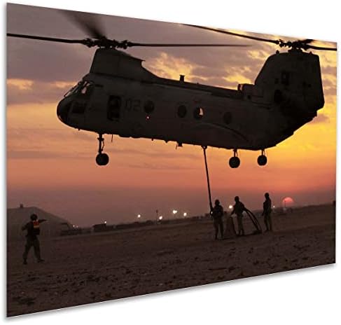 A történelem Nyomatok Tengeri CH-46E Tenger Lovag Helikopter Expedíciós Egység Szolgáltatást Támogató Csoport 15-24 x 36 cm