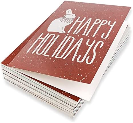 48 Pack Boldog Üdülési Kártya Borítékok, 6 Karácsony Téli Állati Minták (4x6 A)