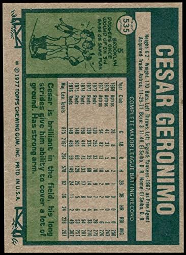 1977 Topps 535 Cesar Geronimo Cincinnati Reds (Baseball Kártya) NM Vörösök