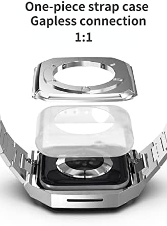 HOUCY Integrált Fém Szíj tok Apple óra 8 7 45mm Csepp Védelem Klasszikus Rozsdamentes Acél Divat Zenekar iwatch 6 5 4 SE 44mm
