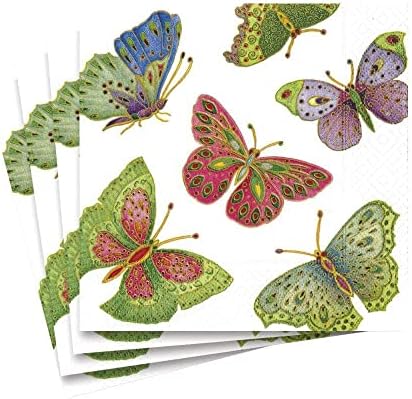 Caspari Ékes Pillangók Papír Ebéd Szalvéták Gyöngy - Két Csomag 20