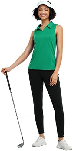 COOrun Női Golf Póló Ujjatlan Gyors Száraz Tenisz póló, Könnyű, V-Nyak Gallér Tartály Tetején