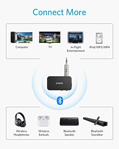 Anker Soundsync Bluetooth 5.0 Adó, 13 Órás Akkumulátor-élettartam, aptX Alacsony Késleltetésű, Kettős csatlakozó a TV, PC, CD-Lejátszó, iPod