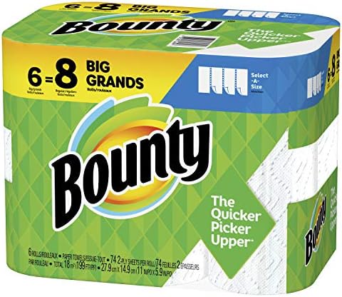 Bounty Válassza Ki-A-Méretű Kéztörlő, Fehér, 6 Nagy Tekercs = 8 Rendszeres Tekercs, 6 Szám