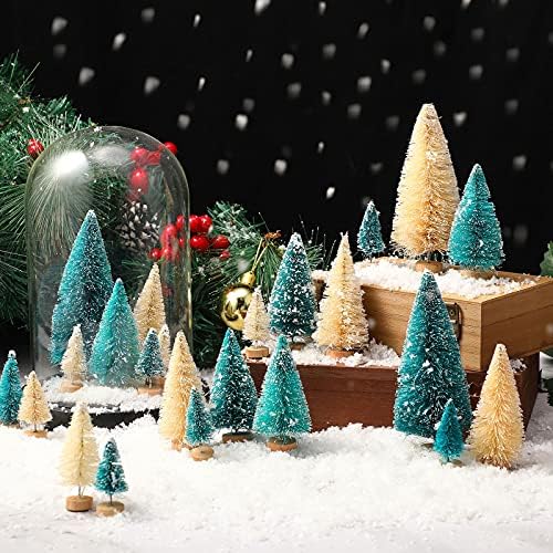 48 Db Mini Szizál Hó, Fagy karácsonyfa Üveg Ecsettel Fák Fa Bázisok Téli Hó asztali Dekoráció Mesterséges Multi-Méretű Miniatűr
