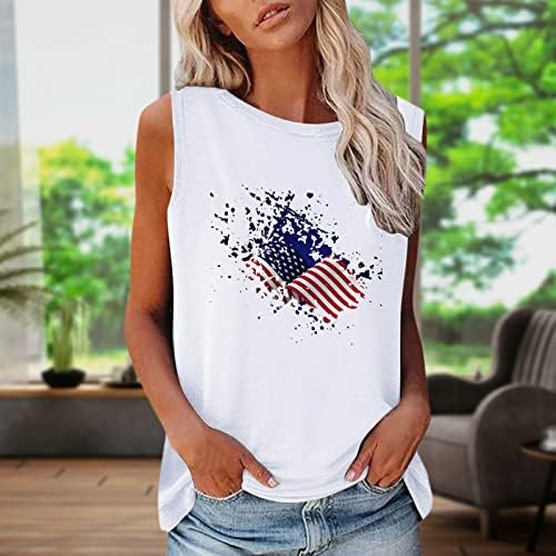 Női USA Zászló Tartály Tetejét a Nők American Stars Stripes Hazafias Póló július 4-Nyári Alkalmi Mellény Póló