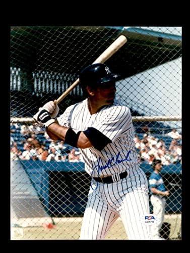 Jack Clark PSA DNS-Coa Aláírt 8x10 Fotó Yankees Autogram - Dedikált MLB Fotók