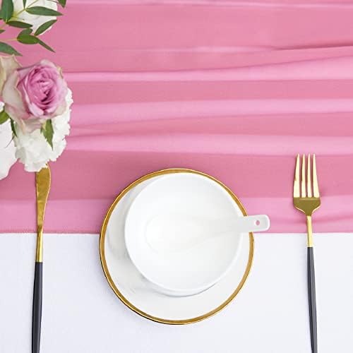 10ft asztali Futó 29x120 Hüvelyk Romantikus Esküvői Futó Puszta Esküvői Party Dekoráció (Rózsaszín, 1)