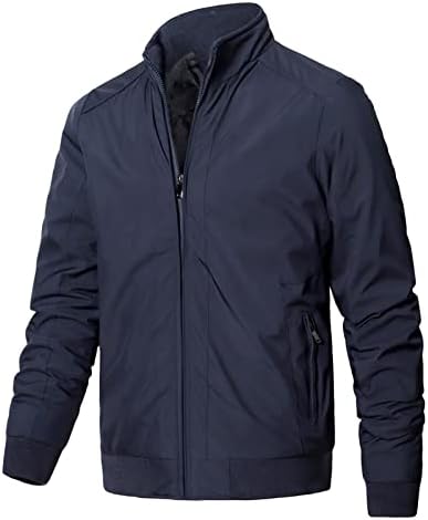 Férfi Könnyűsúlyú Lágyhéjúteknős Kabát Alkalmi Tavaszi Zip Fel Széldzseki Állni Gallér Bombázó Egyetemi Kabát Outwear (Sötét Kék,3X-Nagy)