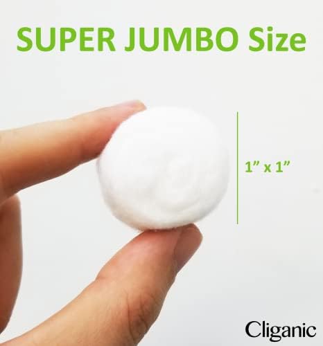 Cliganic Szerves Super Jumbo Vatta (100 Gróf) - Biológiailag Lebomló, Hipoallergén, Nedvszívó, Nagy Méret, - Os Tisztaságú