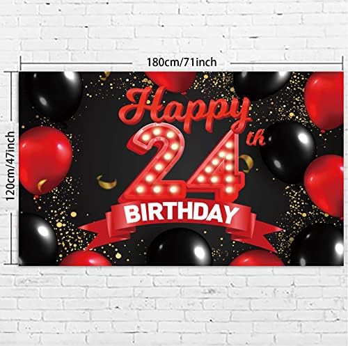 Boldog 24-én Születésnapi Piros-Fekete Zászló Hátteret, Dekorációk, Léggömbök Téma Dekoráció, a Lányok, a Nők Hercegnő 24 Éves Születésnapi