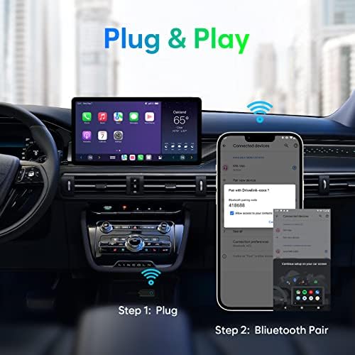 Vezeték nélküli CarPlay Adapter&Vezeték nélküli Android Auto Adapter 2 1,2023 Legújabb，Alakítja Vezetékes Carplay, valamint AA Vezeték