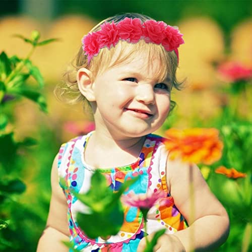 Woeoe Virág Kislány Fejpánt Fehér Csecsemő Rugalmas Haj Zenekar Kézzel készített Virágos Pakolások Az Újszülött Kisgyermek(Pack 4)