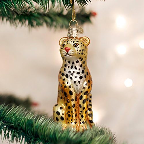 A régi Világ Karácsonyi Díszek: Vadon élő Állatok Fújt Üveg Díszek a karácsonyfára, Leopárd