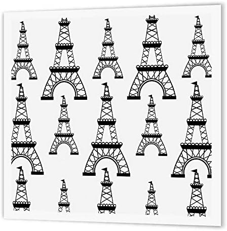 3dRose ht_164473_1 Párizs Elegáns Fekete & Fehér Eiffel-Torony, Vas-a hőátadás, 8-8, a Fehér Anyag