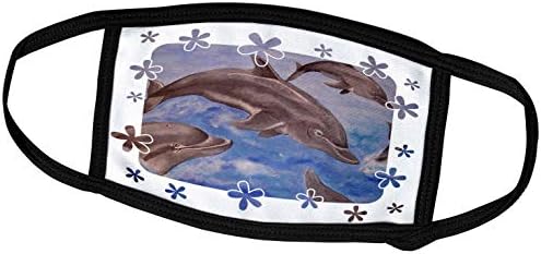3dRose Taiche - Akril Festés - Delfinek - Egy csapat Játékos Ugrás a Delfinek Vektor Maszkot (fm_264463_3)