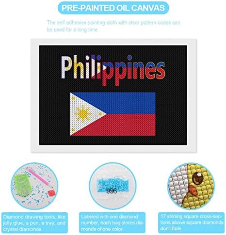 Zászló, A Fülöp-szigeteken Gyémánt Festmény Készletek 5D DIY Teljes Gyakorlat Strasszos Művészeti Fali Dekor Felnőtteknek 8x12