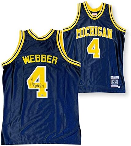 Chris Webber Dedikált Michigan Mitchell & Ness-i Kosárlabda Mez Fanatikusok COA - Dedikált NBA Mezek