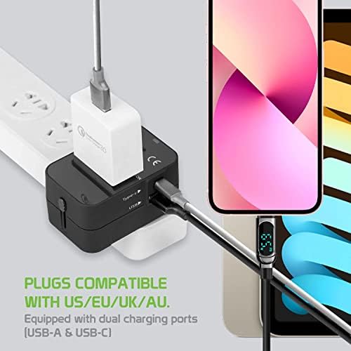 Utazási USB Plus Nemzetközi Adapter Kompatibilis LG Optimus F5 nemzetközi Teljesítmény, 3 USB-Eszközök c típus, USB-A Közötti