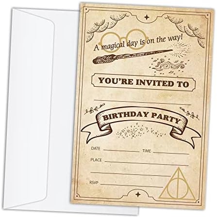 RLCNOT Születésnapi Meghívók, Kártyák Borítékok Készlet 20 - Mágikus, Varázsló Szülinapi Meghívók Gyerekeknek, a Fiúk vagy