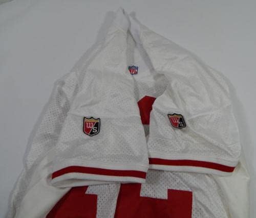 1995-ben a San Francisco 49ers Oliver Barnett 72 Játék Kiadott Fehér Jersey 50 DP34397 - Aláíratlan NFL Játék Használt Mezek