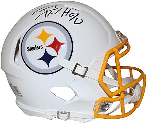 TJ Watt Dedikált Pittsburgh Steelers Hiteles Lapos Fehér Sisak SZÖVETSÉG 28470 - Dedikált NFL Sisak