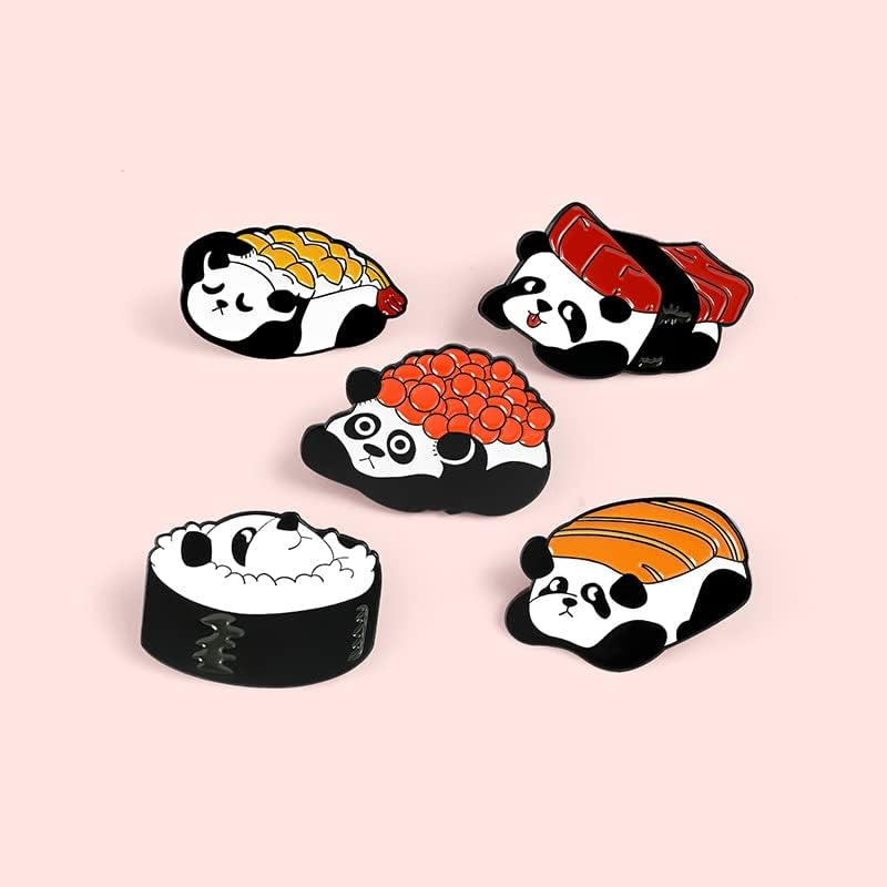 Koleso 5 Stílusok Sushi Panda Hajtóka Csapok Kimbap Hínár Rizs Roll Élelmiszer Jelvények Állatbarát Bross Ékszerek, A Férfiak