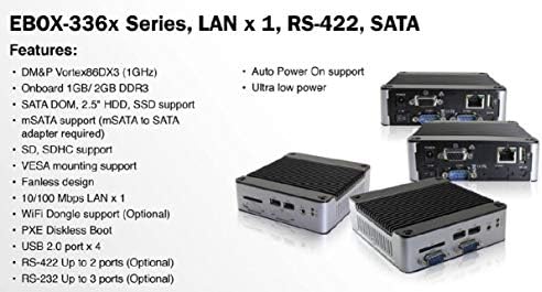 (DMC Tajvan) Mini Doboz PC-EB-3360-222C1 Funkciók Dual RS-422 Port, egy Egységes RS-232 Port, valamint az Automatikus bekapcsolás