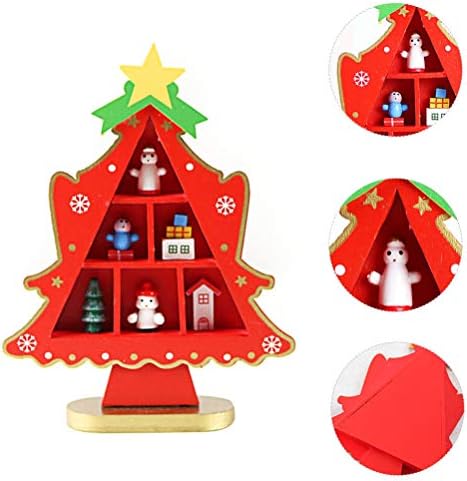 ABOOFAN 1DB karácsonyfa Fa Díszítés Bemutató Asztali Christmas Tree Decor (Piros) Karácsonyi Dekoráció