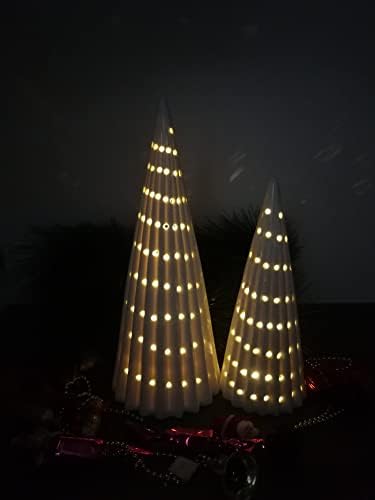 Sengbosi Porcelán Fa Karácsonyi Dekoráció, Asztali Dekoráció, LED Világítás(2 db)