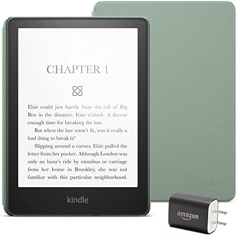 Kindle Paperwhite Essentials Csomag beleértve a Kindle Paperwhite (16 GB) - Agave Zöld, Bőr Borító - Agave Zöld Adapter